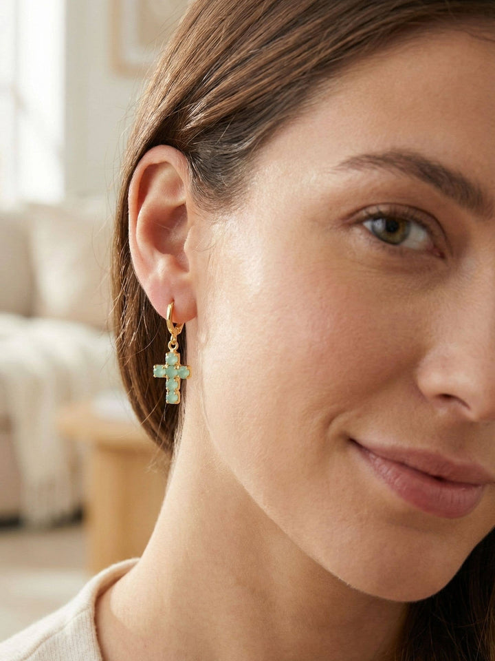 Sorrelli Carly Cross Huggie Hoop Earrings