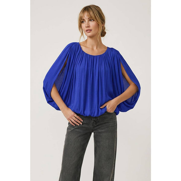 Grecian Drape Bubble Blouse