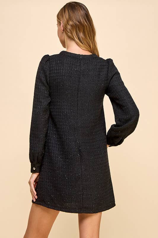 Metallic Tweed Long Sleeve Dress