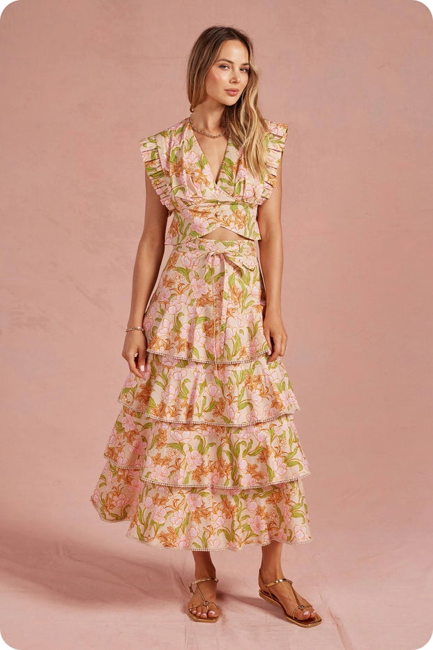 floral two piece midi dress Bloom Meadow 2-Piece Midi Skirt Set Large