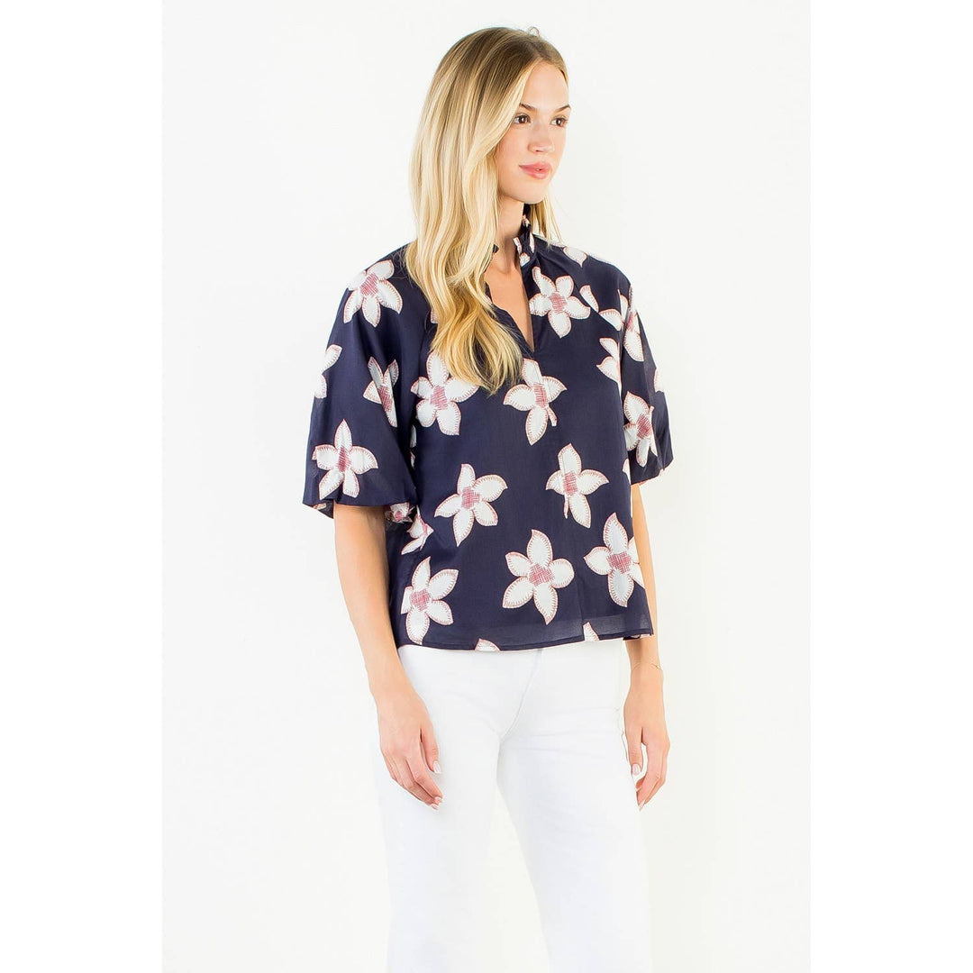 Flower Puff Sleeve Top