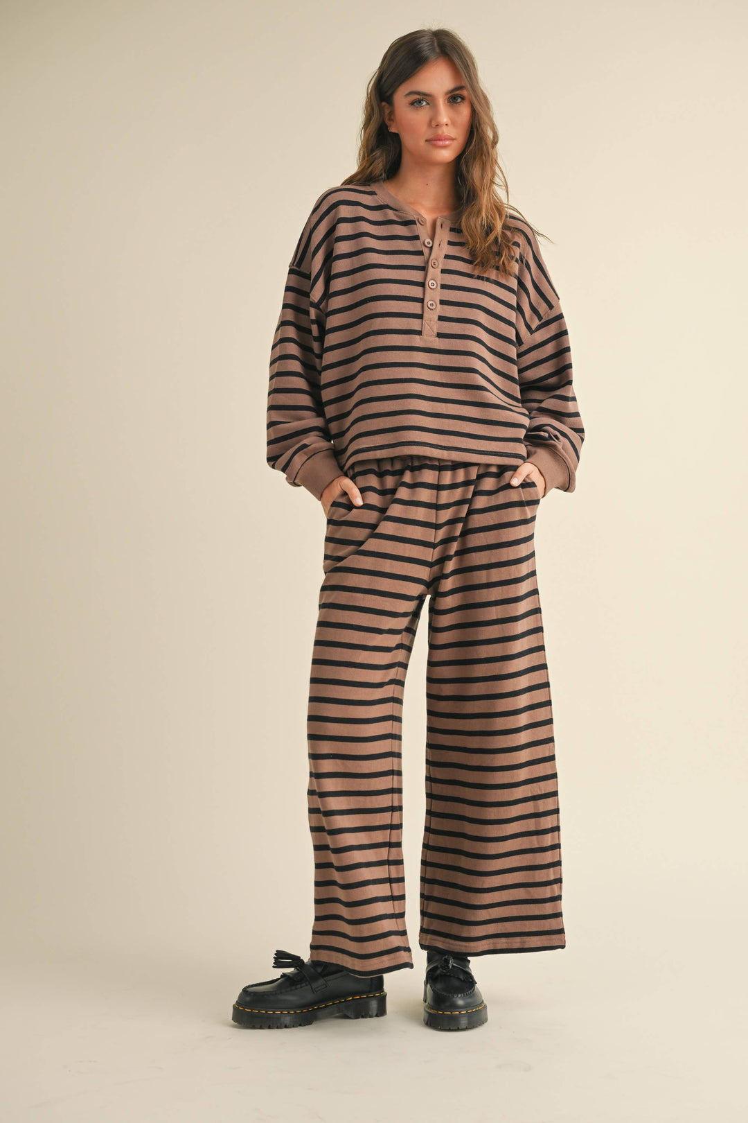 Striped Pattern Straight Leg Pants