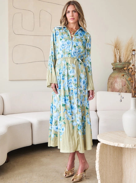 Floral Printed Button Down Midi Dress