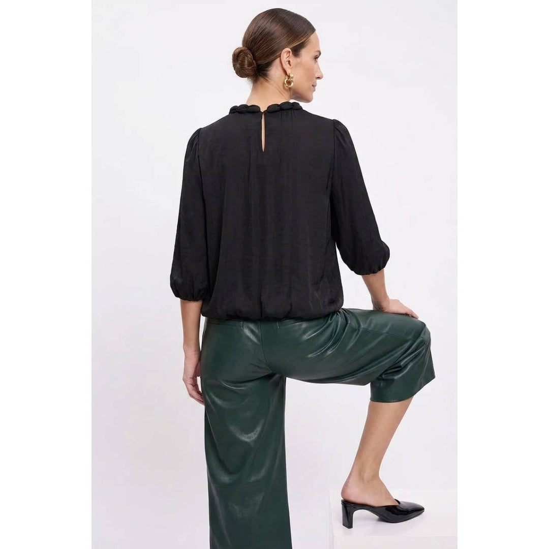Round Neckline Accent Billowy Blouse