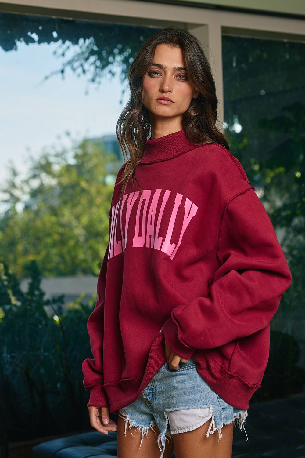 "DILLY DALLY" Mockneck Sweatshirt