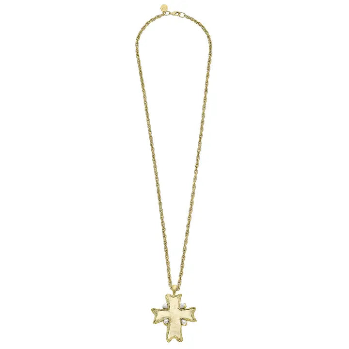 Susan Shaw Long Flare Cross Necklace