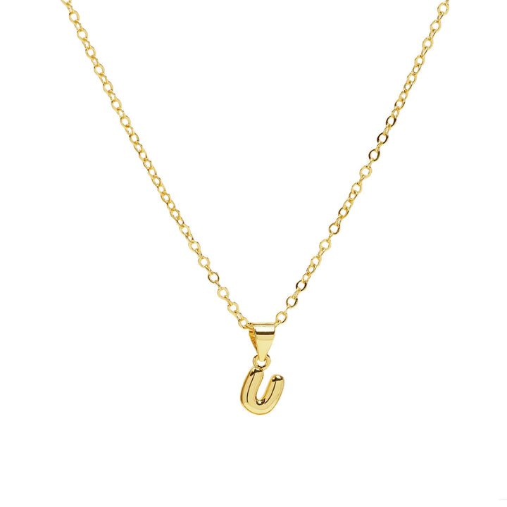 Initial Mini Balloon Bubble 18K Gold Necklace