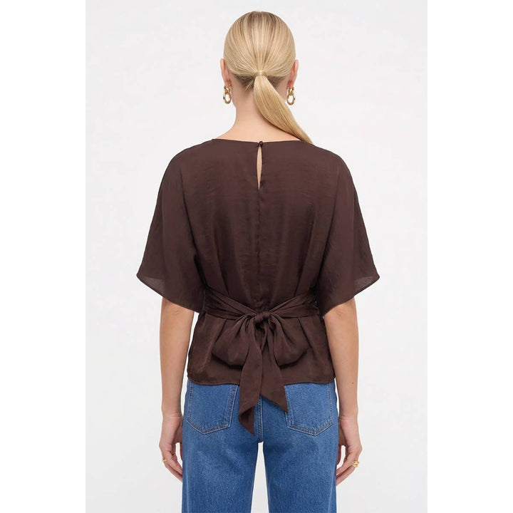 Back Tie Dolman Sleeve Silky Fall Blouse