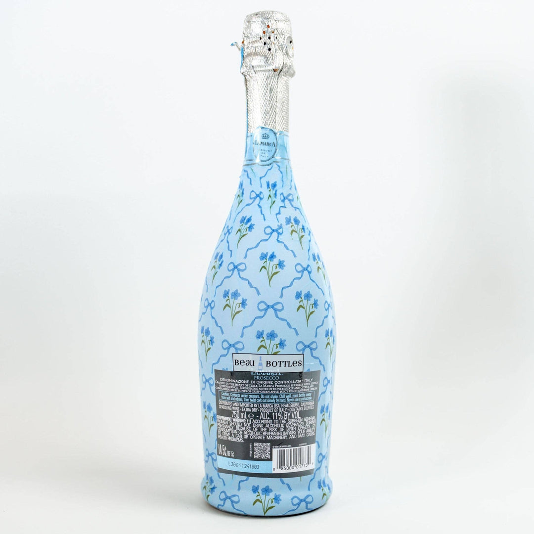 Beau Bottles - Beau Bottle Blue Bows and Blossoms - Prosecco Collection