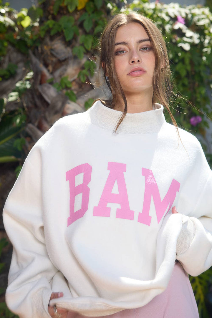 MAHJONG  Reversible "MAHJ"&"BAM" Mock Neck Sweatshirt