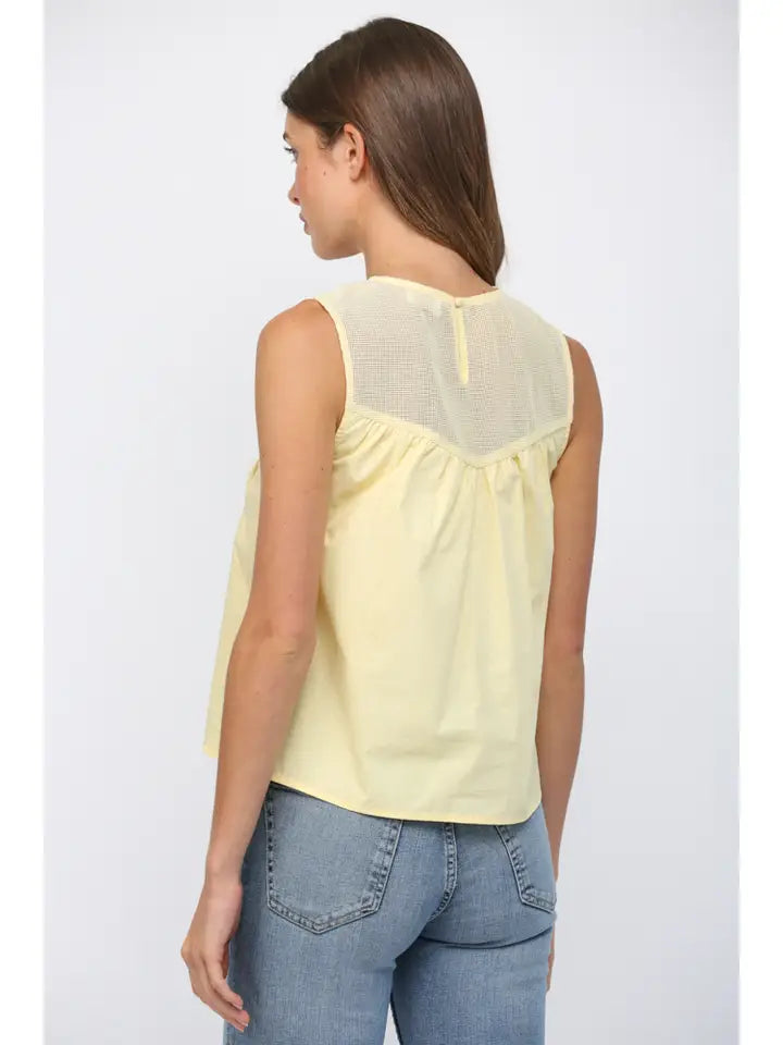 Contrast Mesh Yoke Detail Lace Top