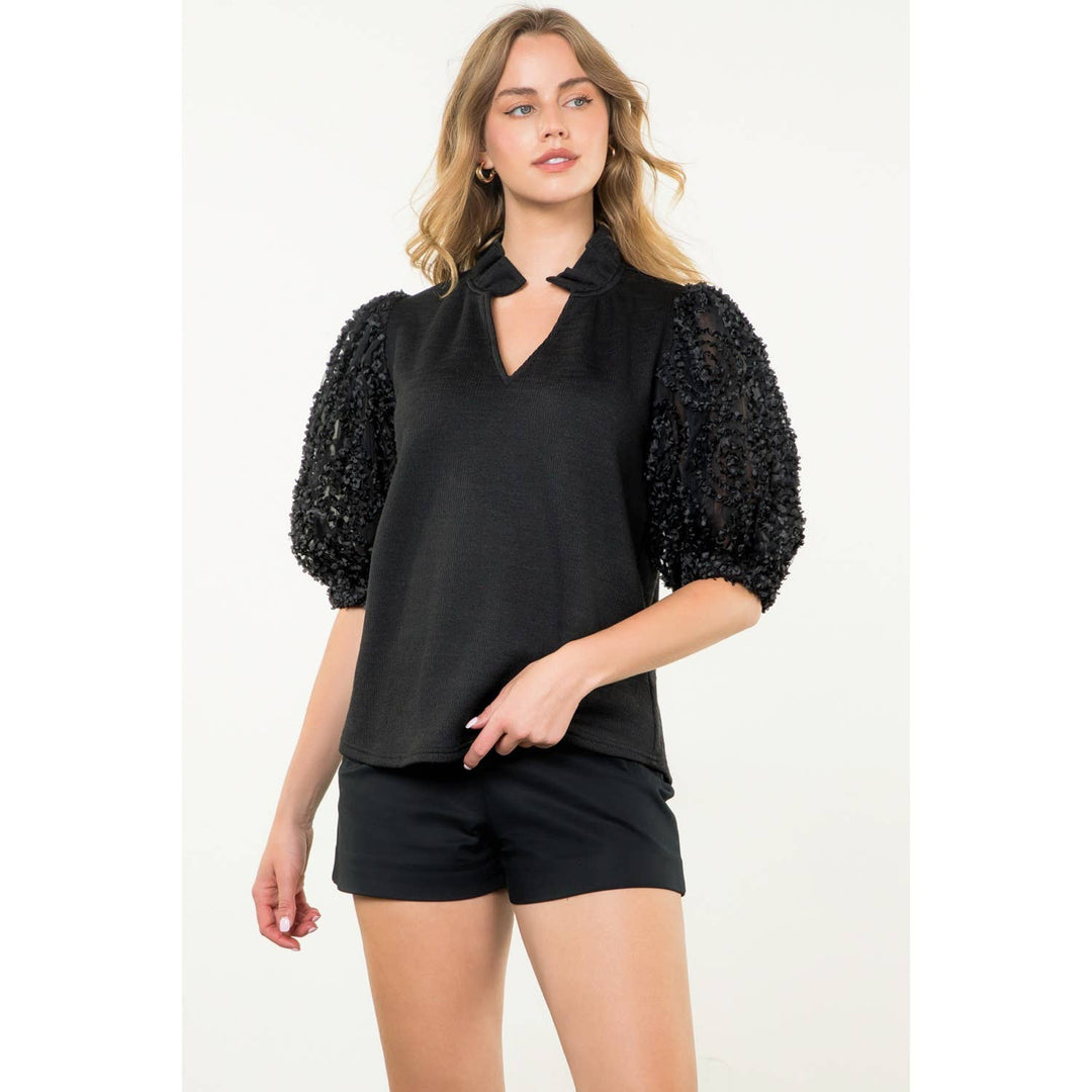 Textured Puff Sleeve Top