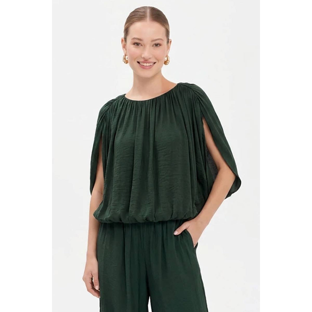 Grecian Drape Bubble Blouse