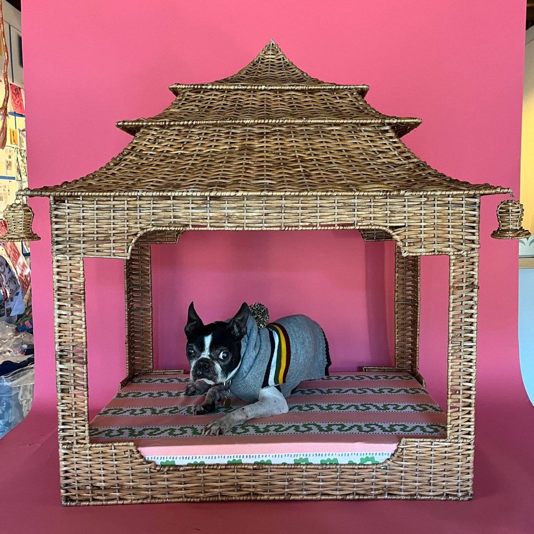 Rattan Pagoda Dog Bed Chinoiserie
