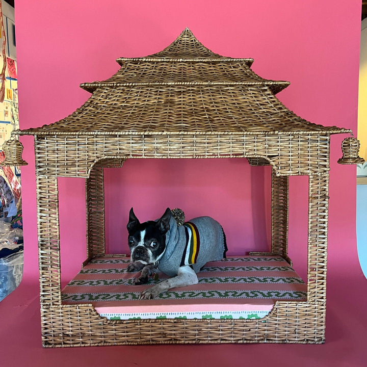 Rattan Pagoda Dog Bed Chinoiserie