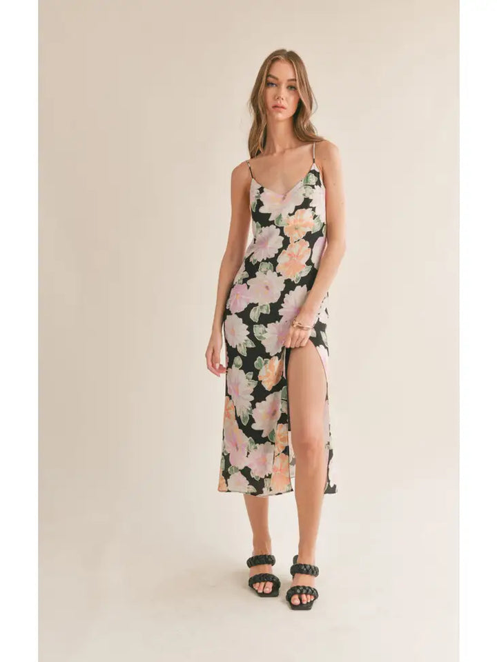 Meadows Bold Floral Slip Midi Dress