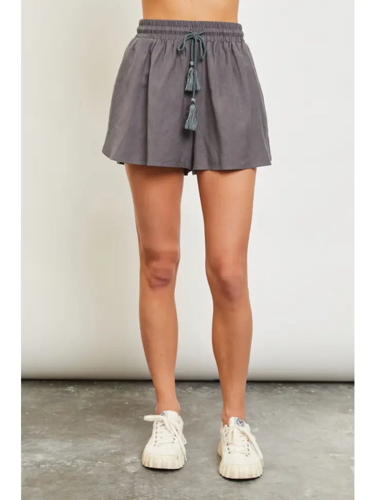 Waist Elastic Linen Shorts