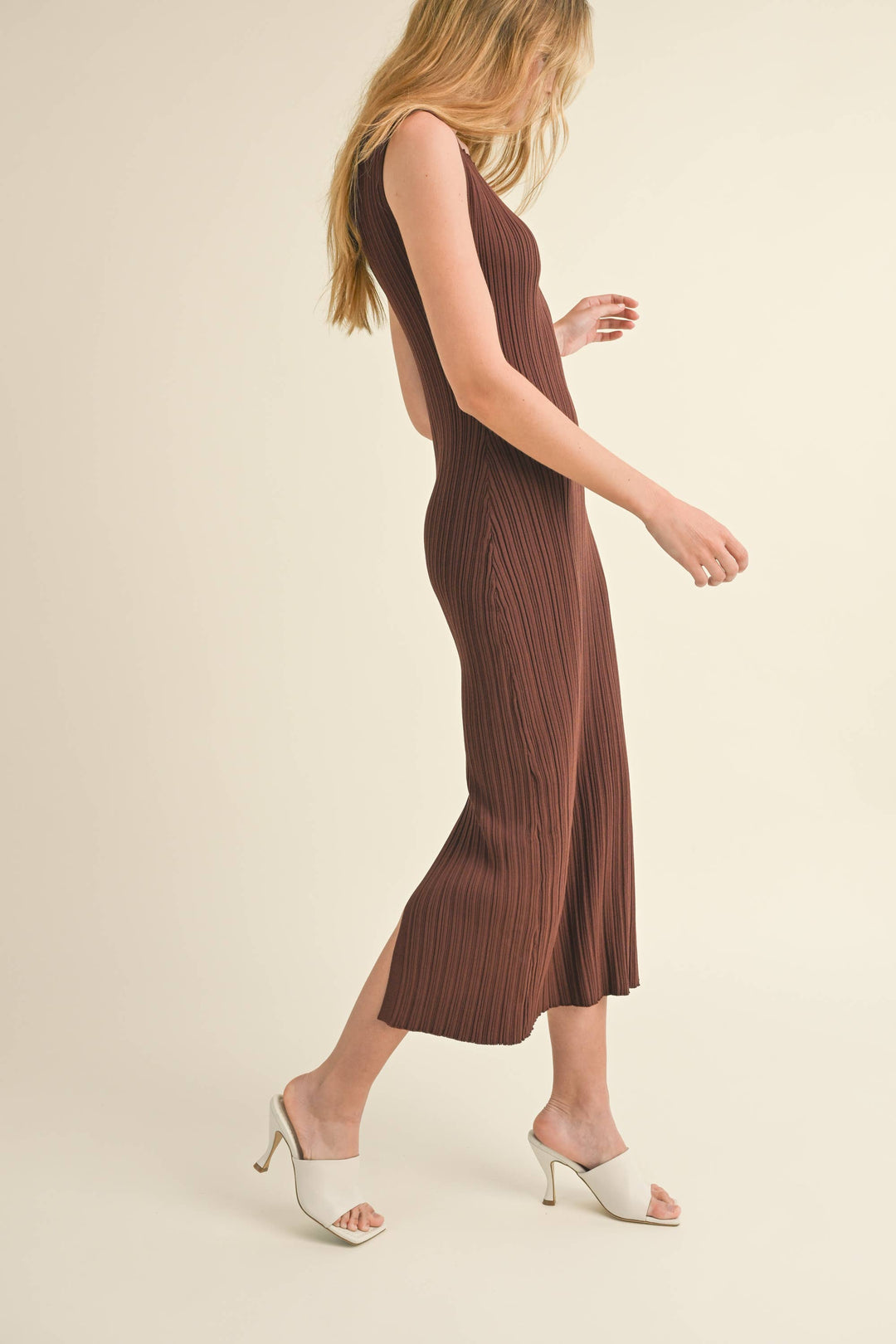 Patterned Rib Knitted Long Dress