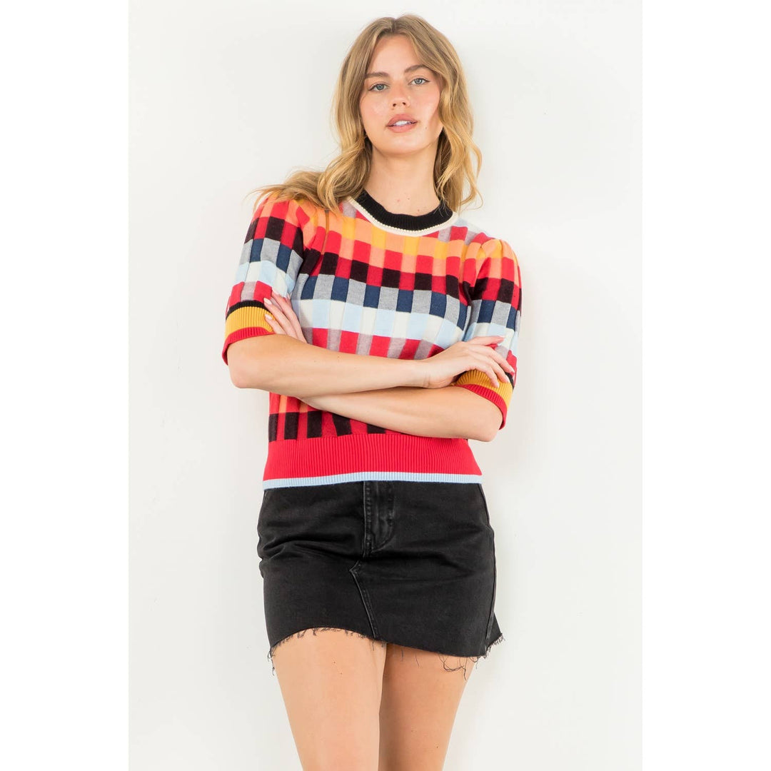 THML - Short Sleeve Textured Knit Top