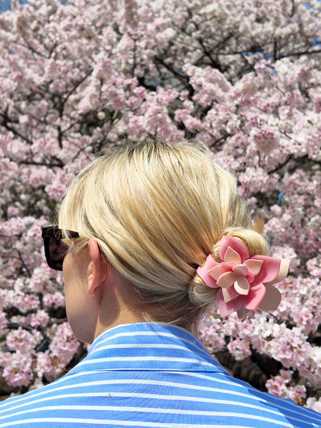 Hand-painted Origami Magnolia Flower Hair Clip