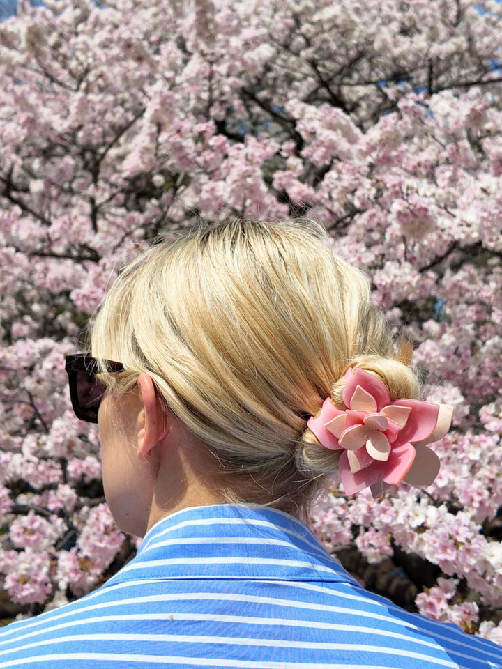 Hand-painted Origami Magnolia Flower Hair Clip