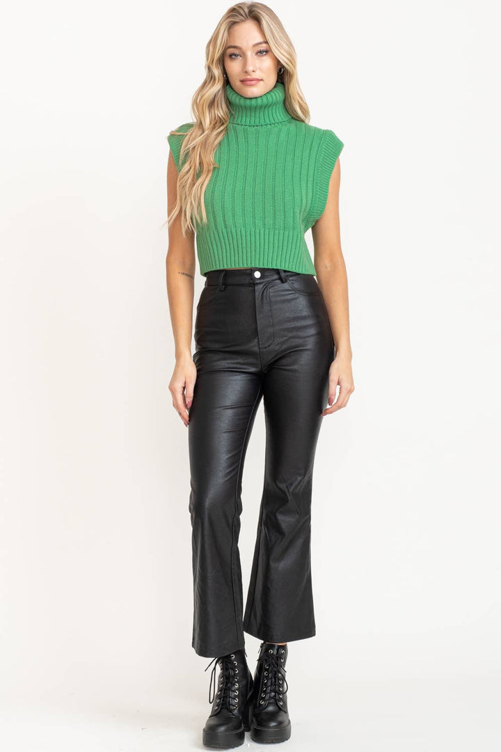 Leather Flare Leg Pants