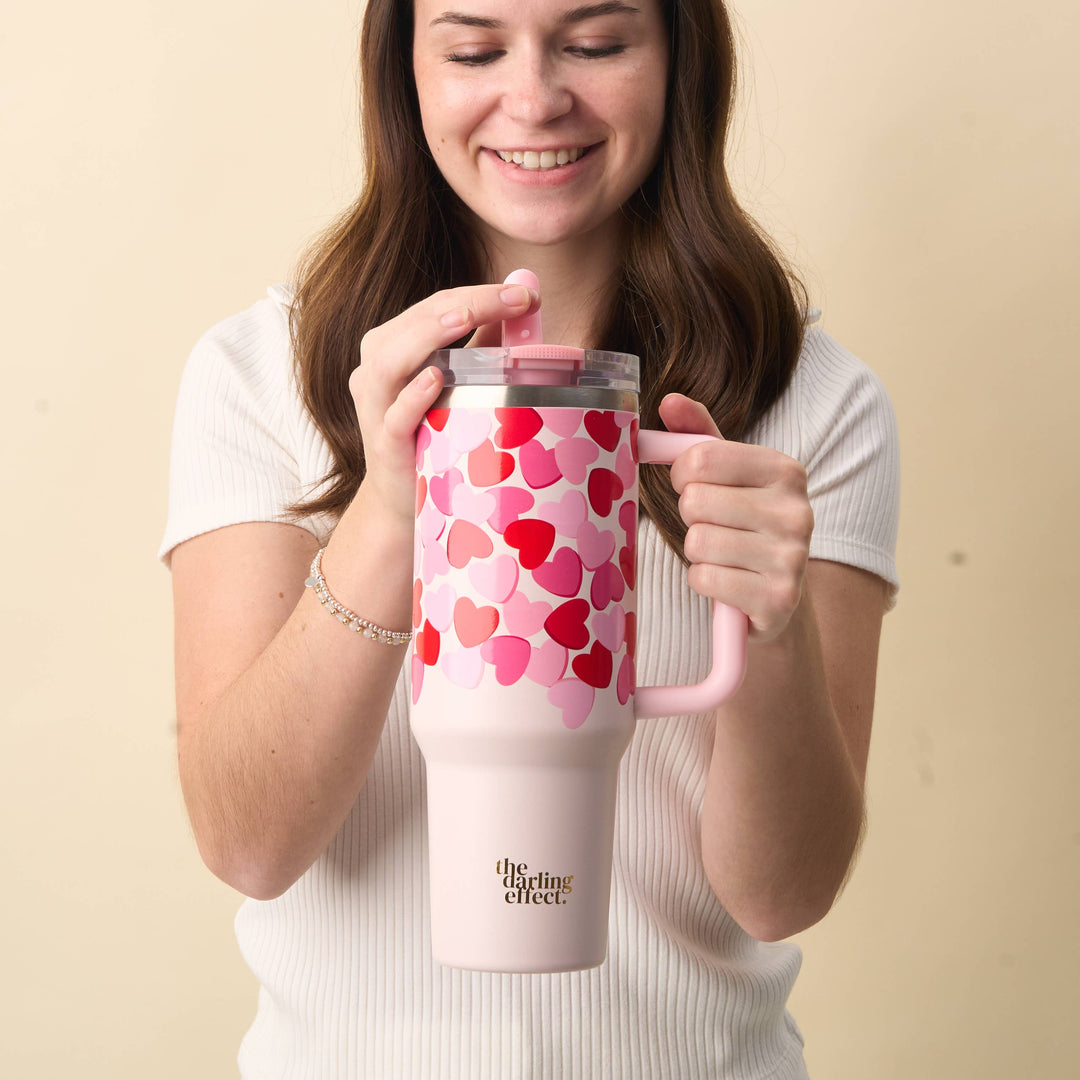 40 oz Lifestyle Flip Straw Tumbler-Blushing Hearts