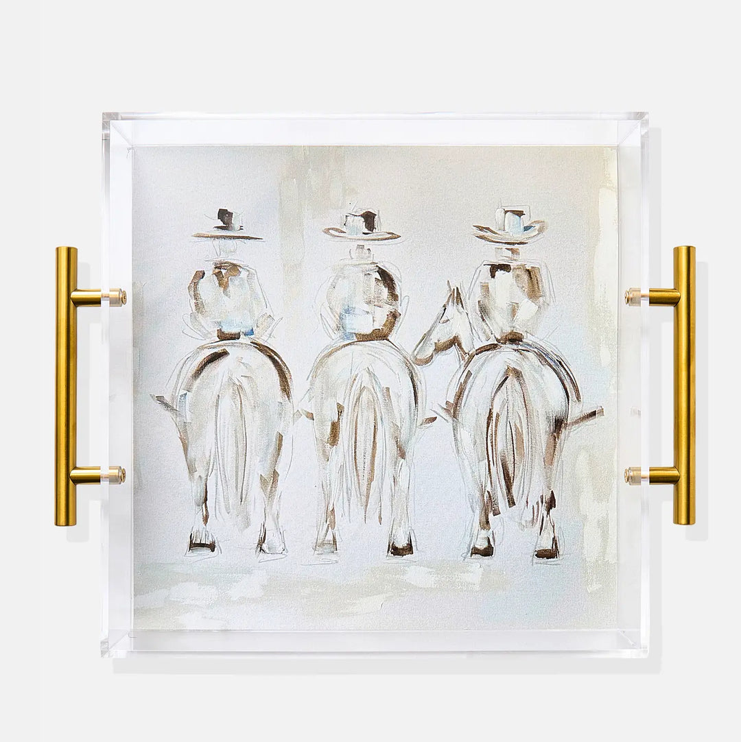 Three Amigos Acrylic Tray with Gold Handles