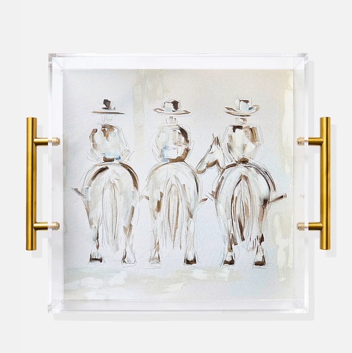Three Amigos Acrylic Tray with Gold Handles