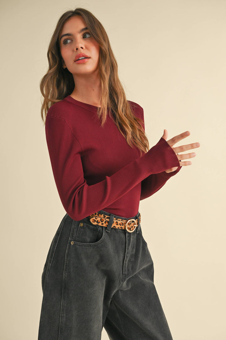 Ribbed Long Sleeve Basic Top