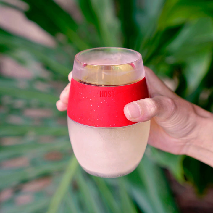 Wine FREEZE™ Cooling Cup with Cooling Gel in Red Glitter