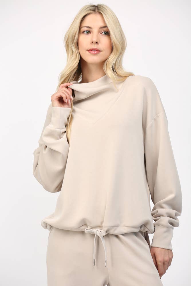 Modal Blend Cowl Neck Sweatshirt