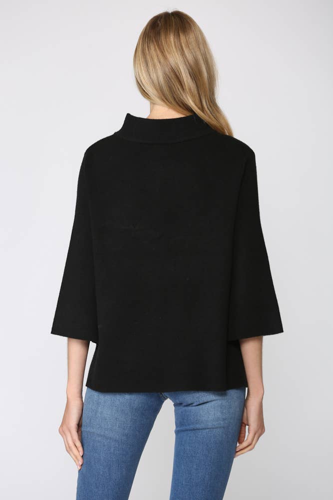 Mock Neck Pull Over Sweater/Bell Sleeve