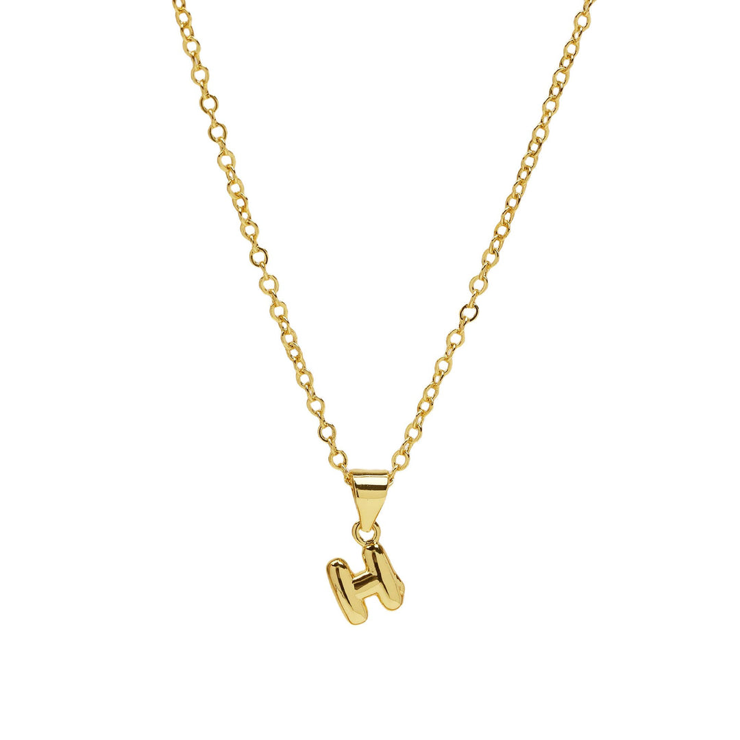 Initial Mini Balloon Bubble 18K Gold Necklace