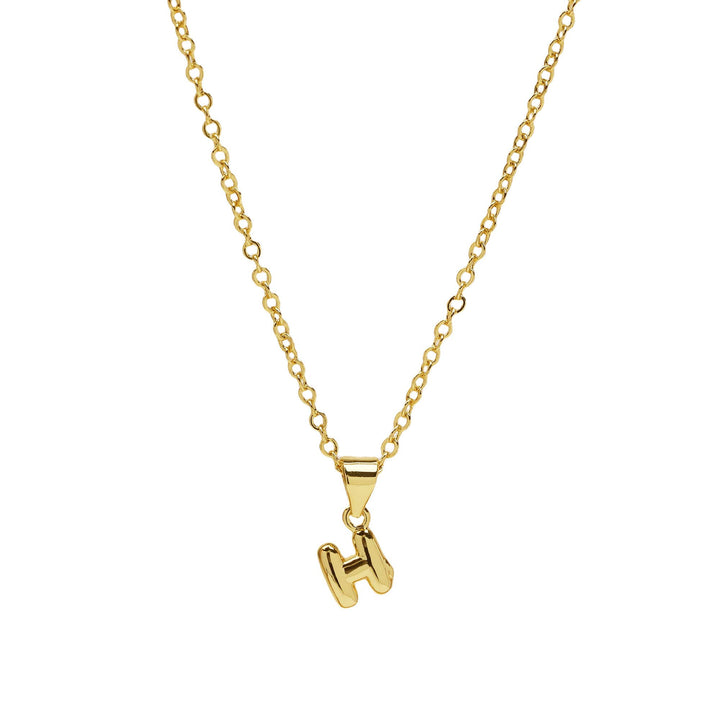 Initial Mini Balloon Bubble 18K Gold Necklace