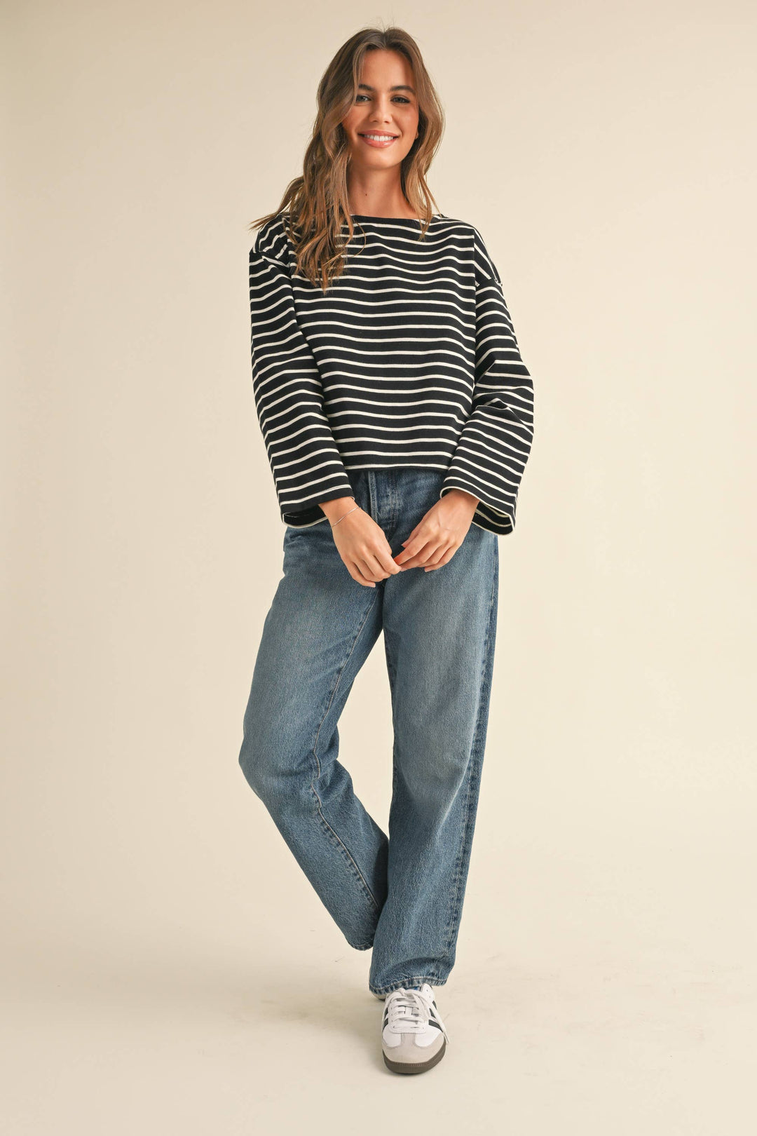 Striped Pattern Long Sleeve Top