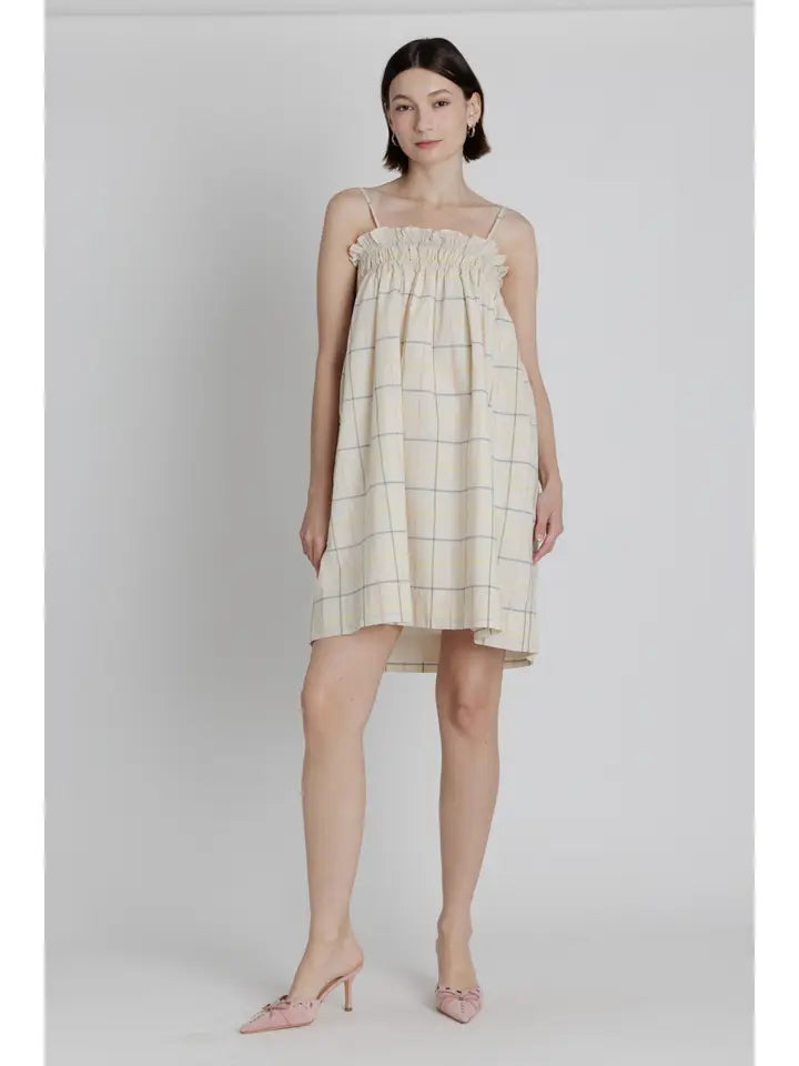 Grid Print Mini Dress