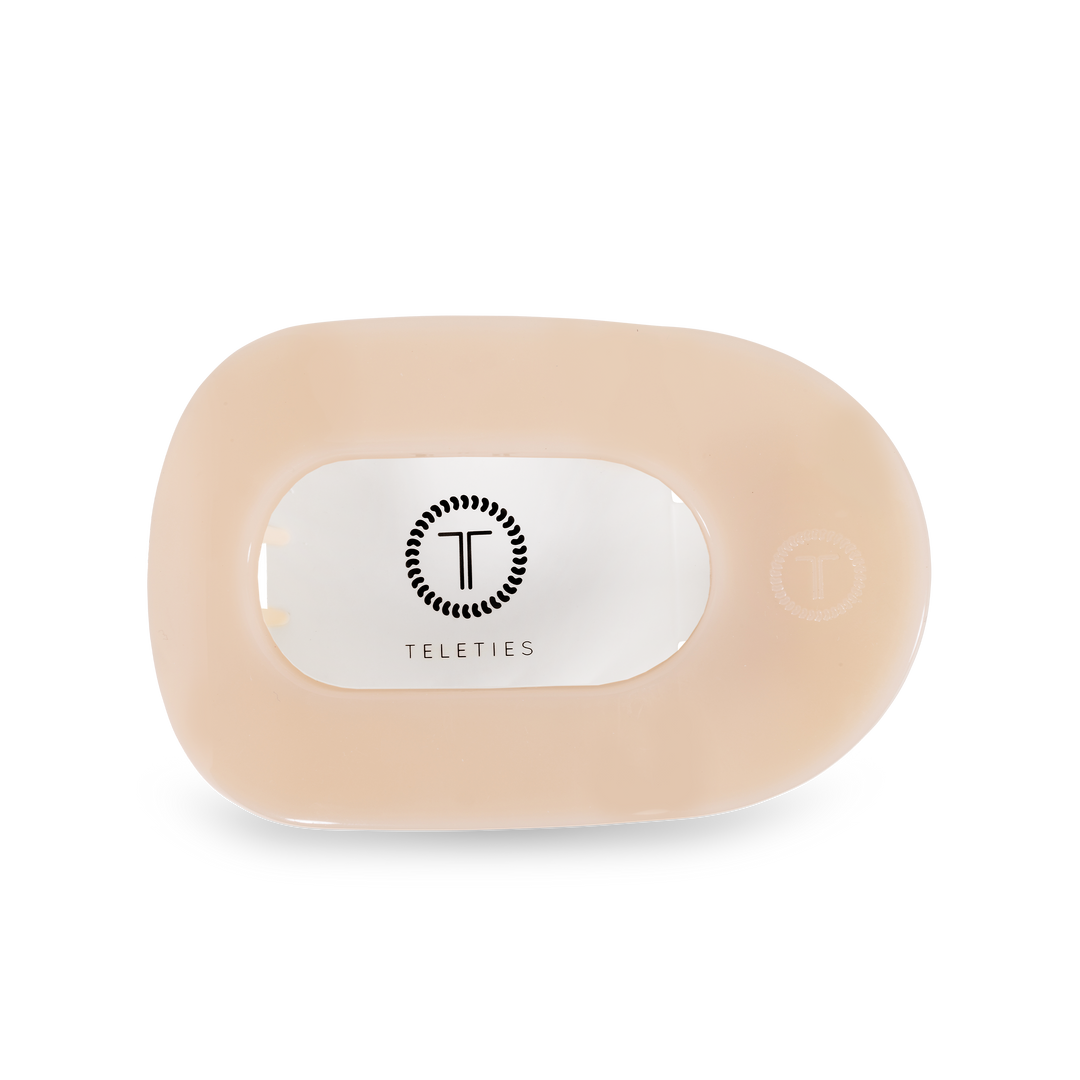 TELETIES - Round Flat Hair Clip | Medium | Almond Beige