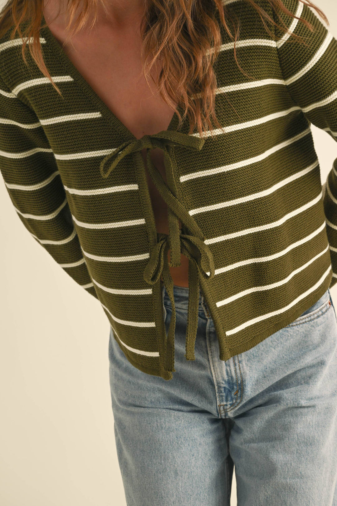 Striped Tied Front Cardigan