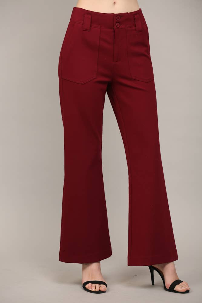 Two Front Pocket Ponte Flare Pants