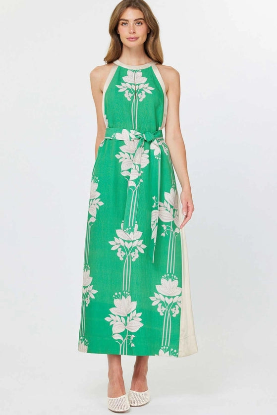 Floral Print Halter Neck Midi Dress