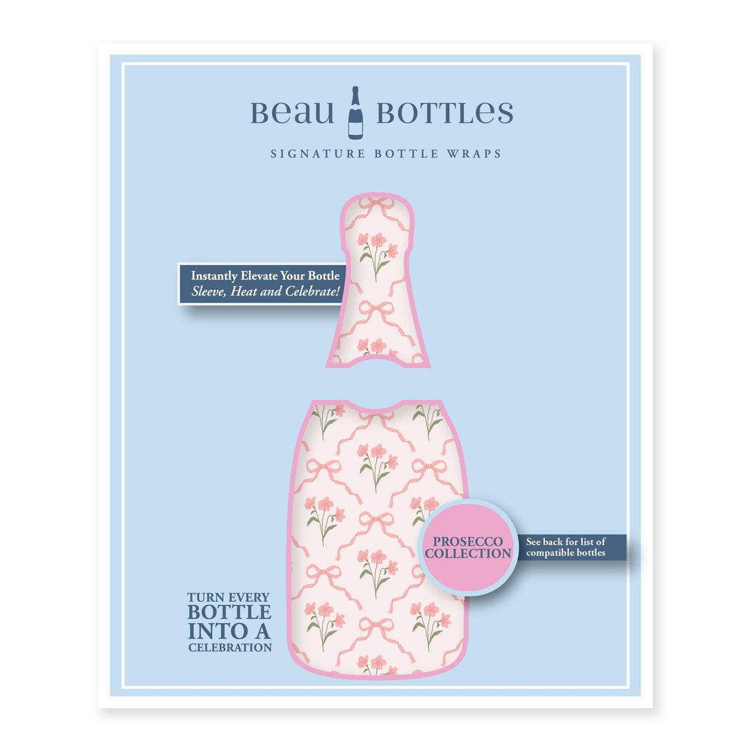 Beau Bottles - Beau Bottle Pink Bows and Blossoms - Prosecco Collection