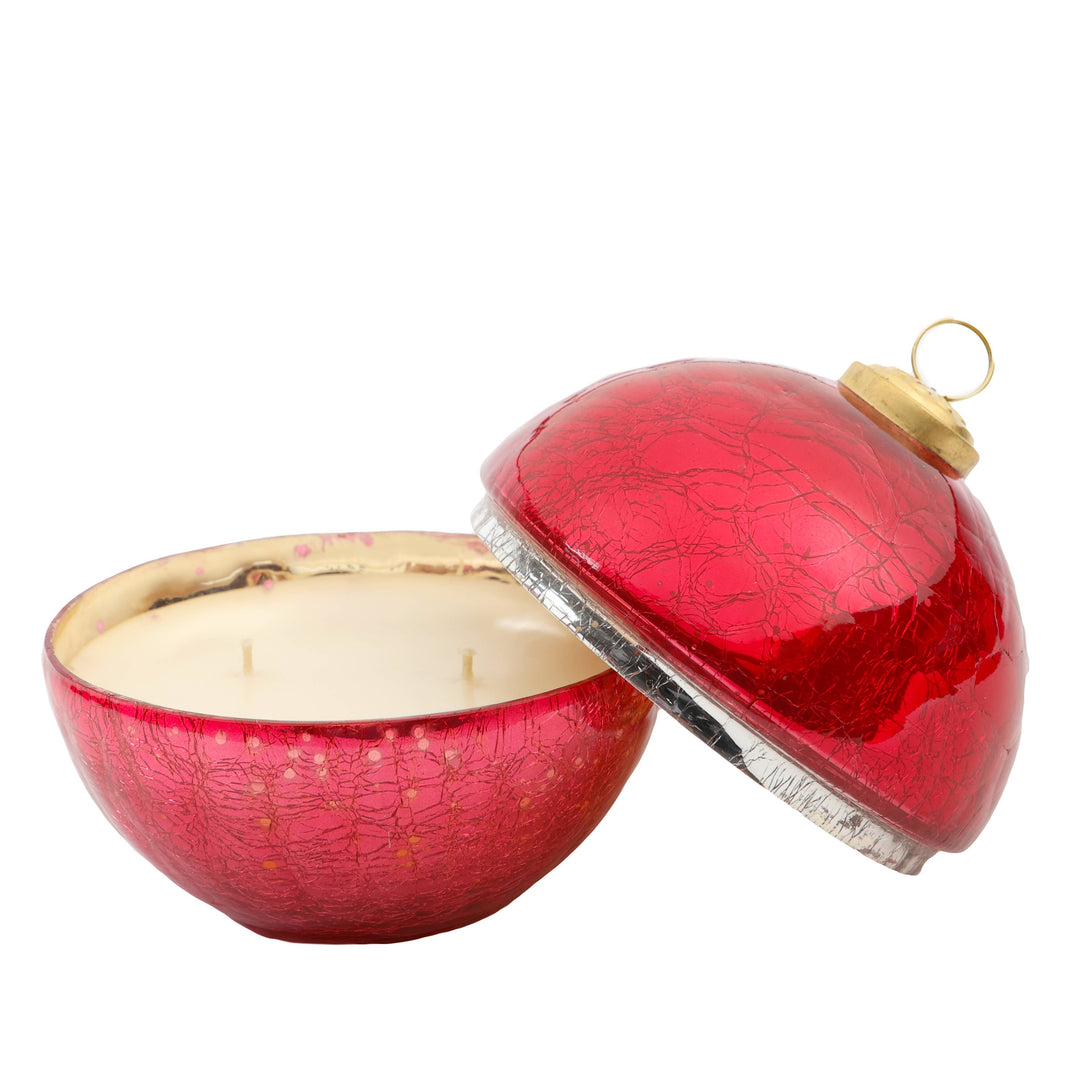 LUX FRAGRANCES - Berries and Balsam Pink Glass Ornament Candle