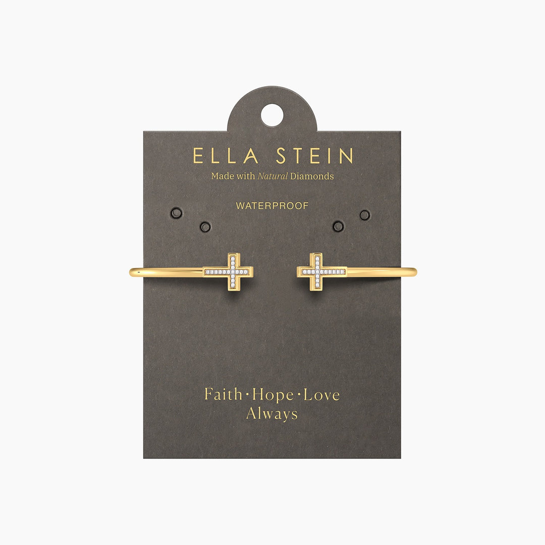 Gold Medium Cross Flexi Cuff Bracelet