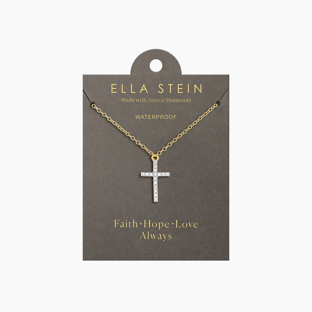 Gold Believe Cross Pendant Necklace