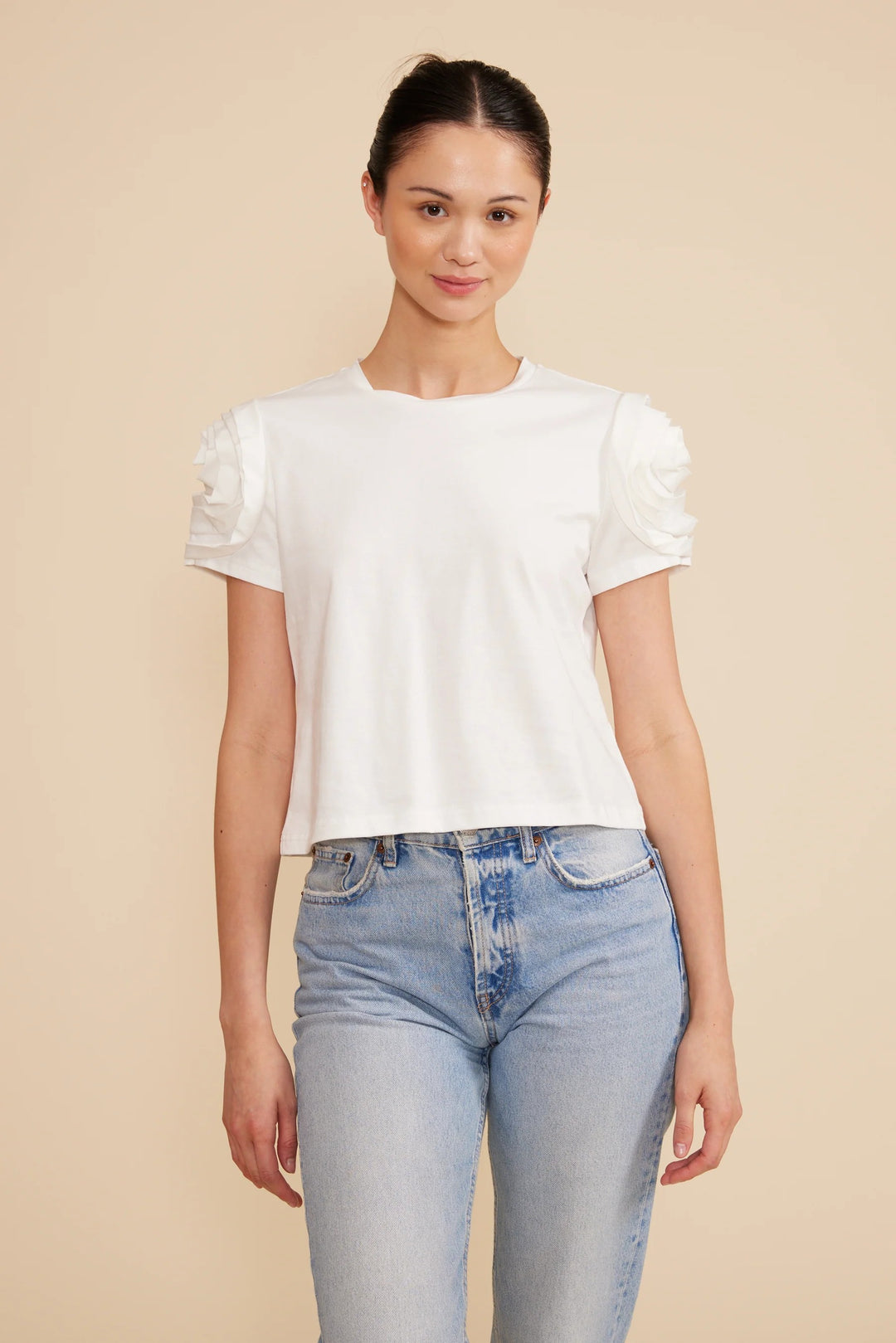 Lucy Paris White Kylie Rose Sleeve Top