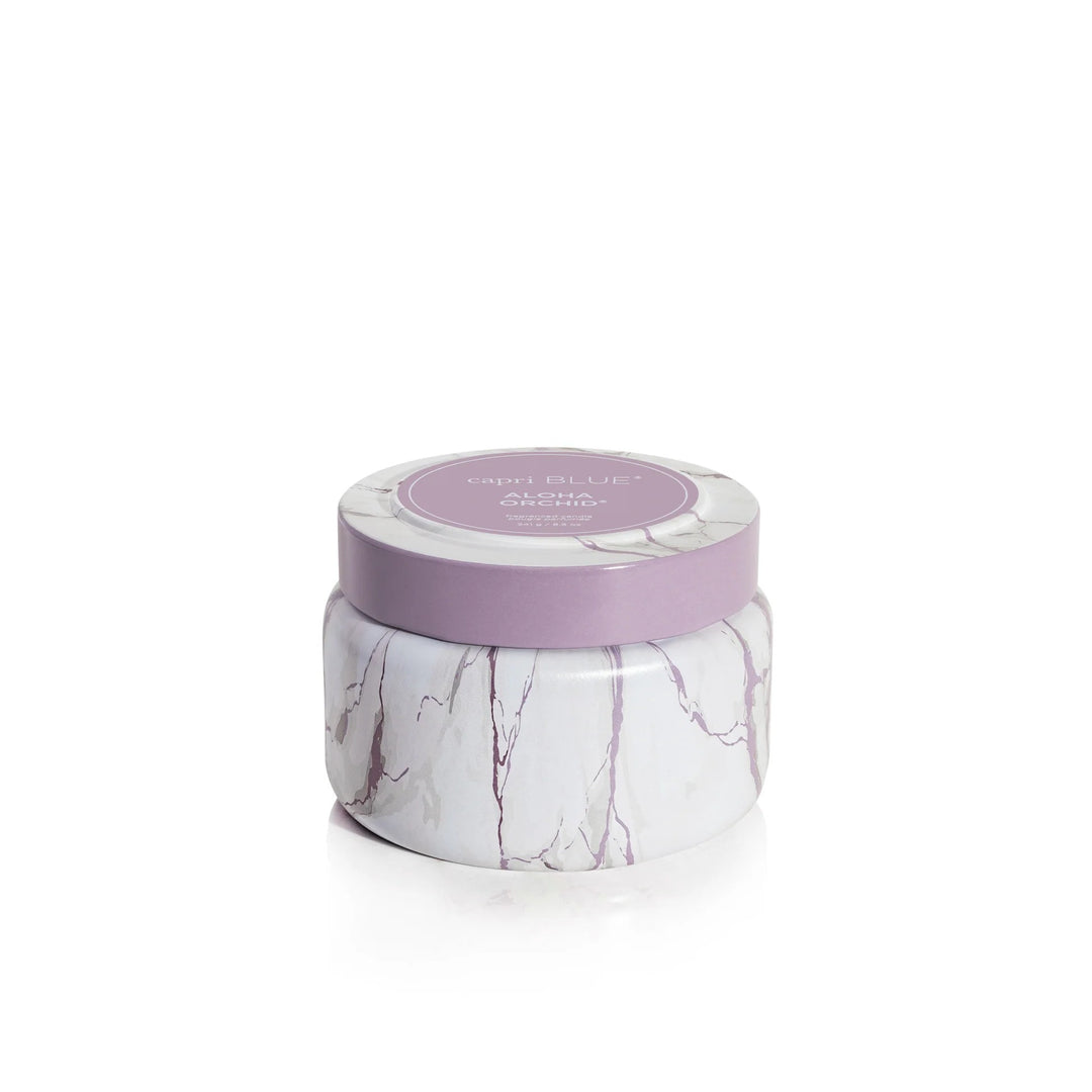 Aloha Orchid Modern Marble Travel Tin Candle