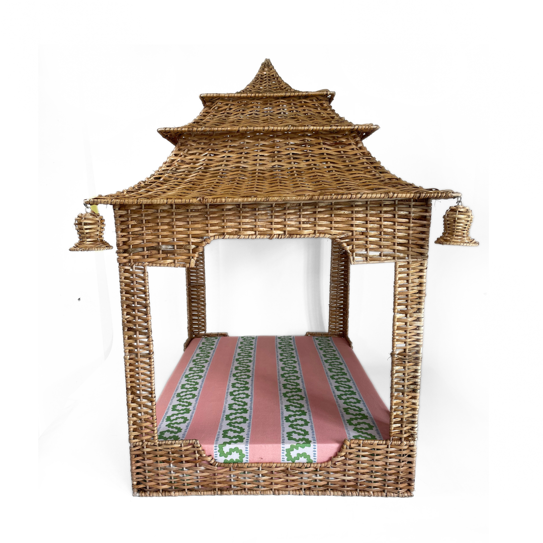 Rattan Pagoda Dog Bed Chinoiserie
