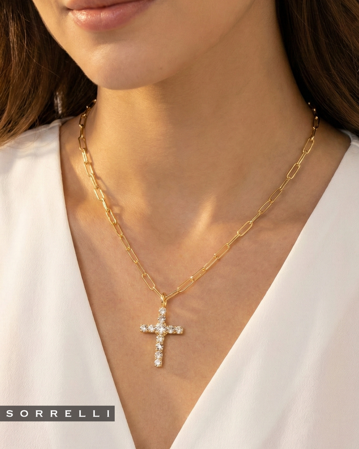 Sorrelli Cross Paperclip Pendant Necklace