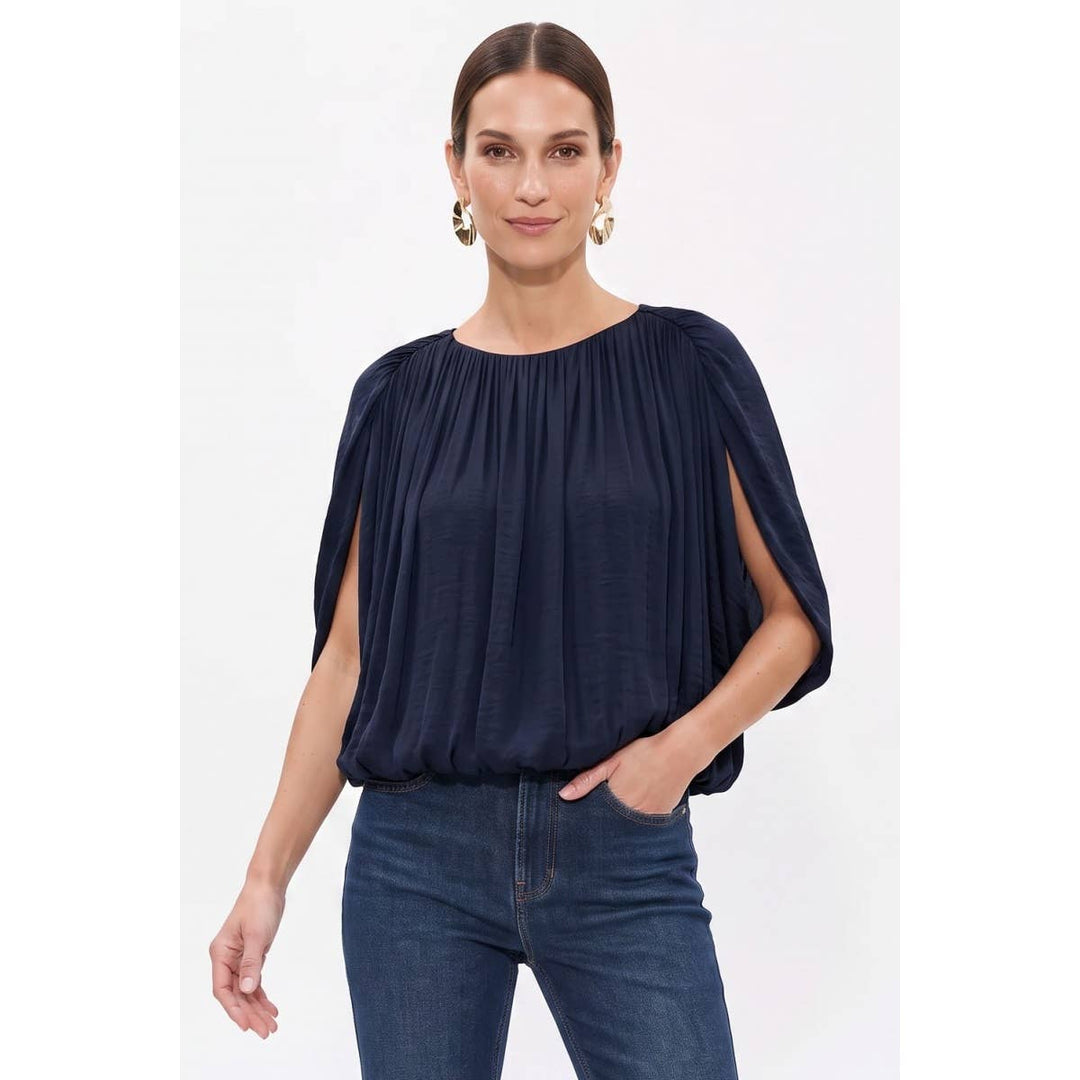 Grecian Drape Bubble Blouse
